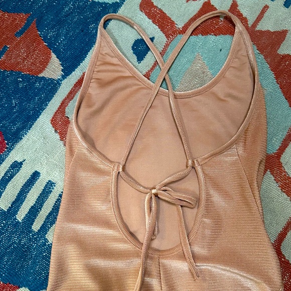 WHIMSY AND ROW ANNETTE ONE-PIECE SWIMSUIT metallic nude tie back - Picture 9 of 14